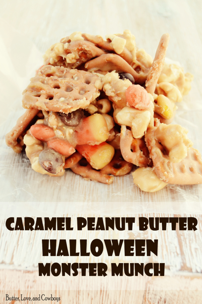 Caramel Peanut Butter Halloween Monster Munch - Butter, Love, and Cowboys